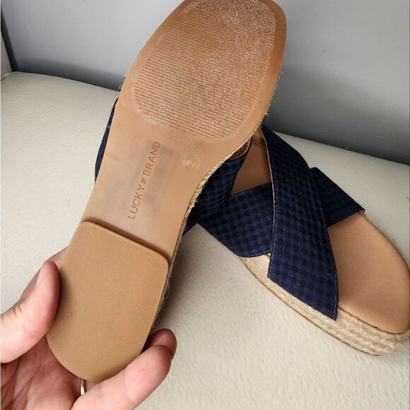 Lucky Brand Gayte Nautical Slide Navy Coastal Platform Slide Sandal Size 7 NWT - Picture 4 of 5